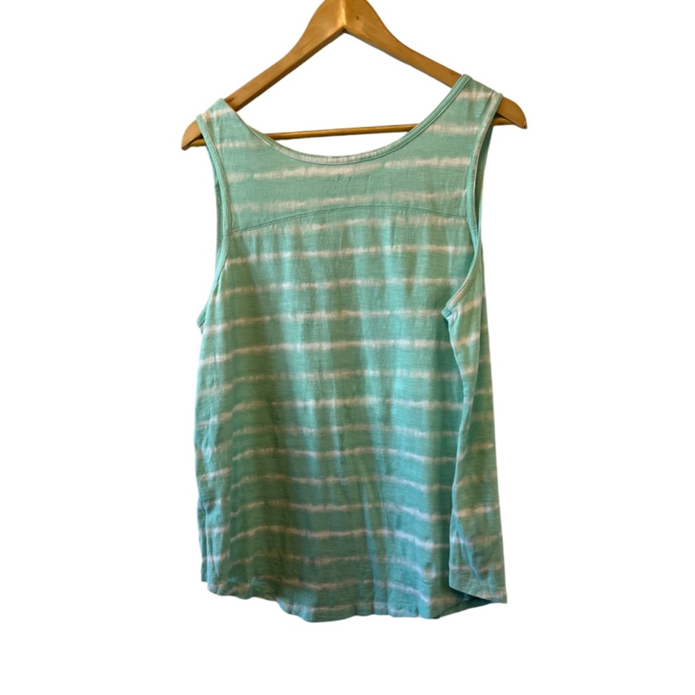 EDDIE BAUER Teal Striped Tie Dye Sleeveless Scoop Neck Casual Tank Top XL - Picture 3 of 7